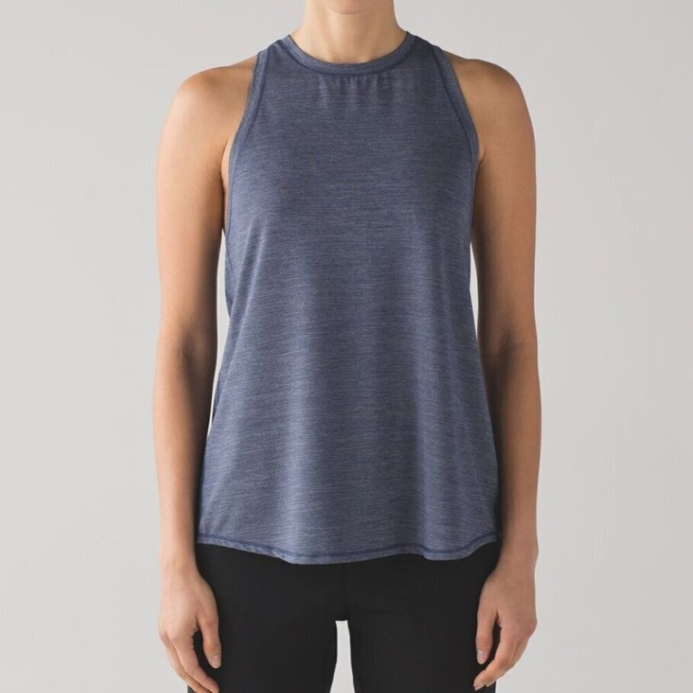 Lululemon Hot Like Agni Singlet Heathered Astro Blue Yoga Top